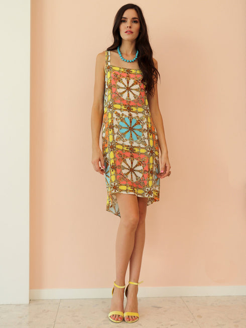 Chiara "Movie Colony" Robe en soie à imprimé technique